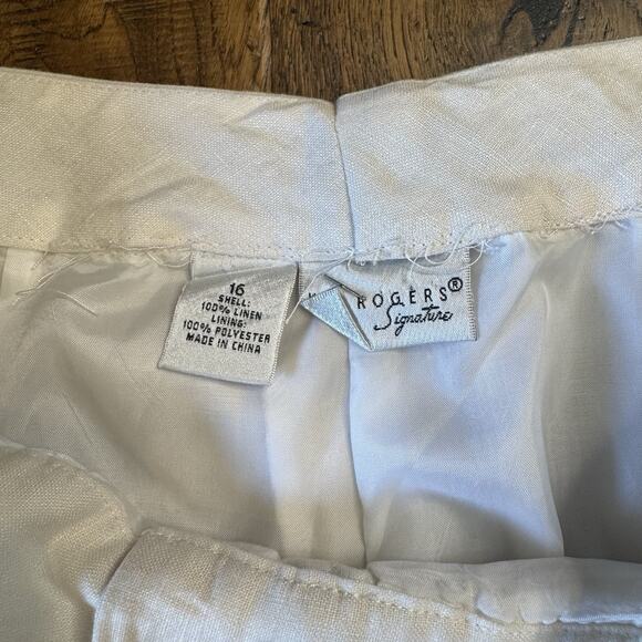 Kim Rogers White Linen Lined Pants High Rise Straight Leg Trouser Womens Sz 16 - Picture 2 of 6